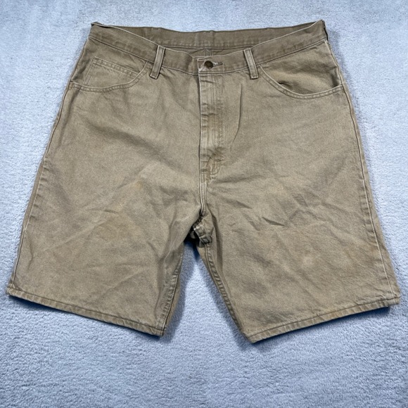 Vintage Wrangler Relaxed Fit Tan Denim Shorts Mens Size 38 10" 100% Cotton Jorts - Picture 1 of 8